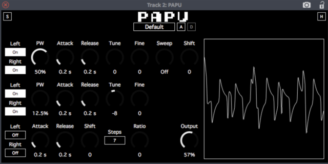 ゲームボーイ音源をエミュレートしたフリーVSTプラグイン「PAPU」