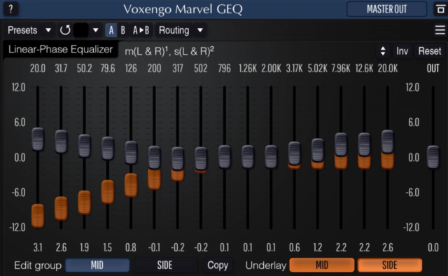 【無料】16バンドのグラフィック・イコライザー「Voxengo Marvel GEQ」